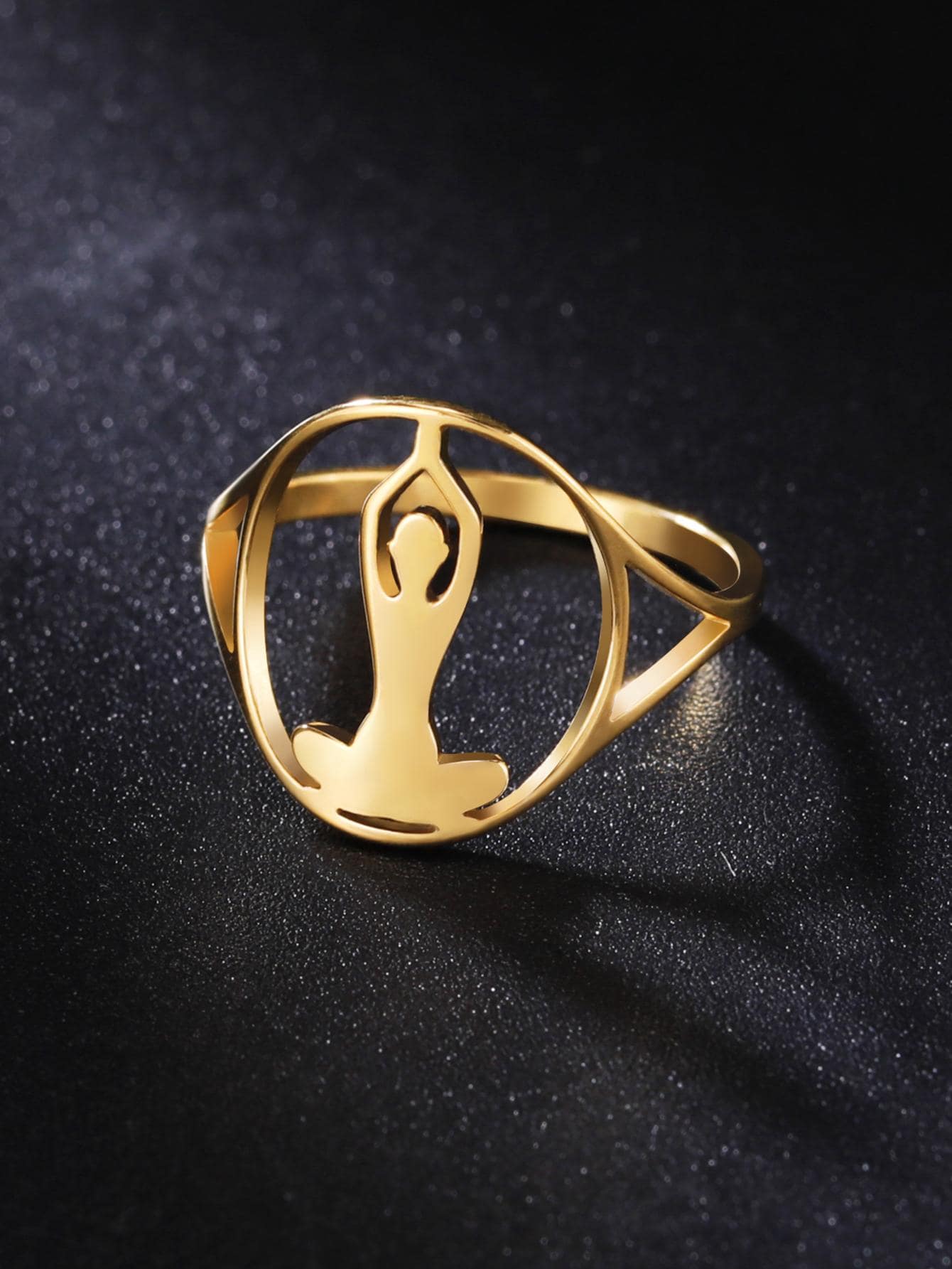 1 chiếc nhẫn trang trí hình yoga tối giản cho phụ nữ để trang trí hàng ngày - Vàng - Xem 1