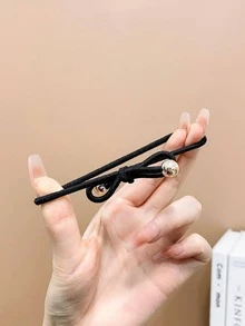 50入組女孩蝴蝶結和人造珍珠裝飾時尚髮圈適用於日常生活