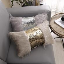 Sequins Pillow Cover 30x50cm/12x20inch Decorative Design Sequin Plush fluffy Cushion Cover For Livingroom Home Decor Bedroom Pillowcase - Brown - View 6
