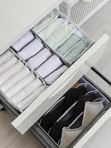 1 Hộp Bảo Quản Ngăn Kéo Nhiều Lưới, Hộp Bảo Quản Đồ Lót Polyamide Hiện Đại Cho Gia Đình - trắng - Xem 7