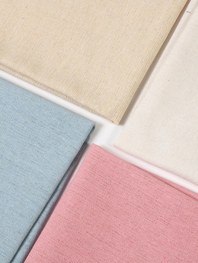 4pcs/Pack 50cm X 50cm Linen-Like Fabric (Pink/Beige/Blue/White) - Embroidery Cloth, Sewing Material, Packing Fabric