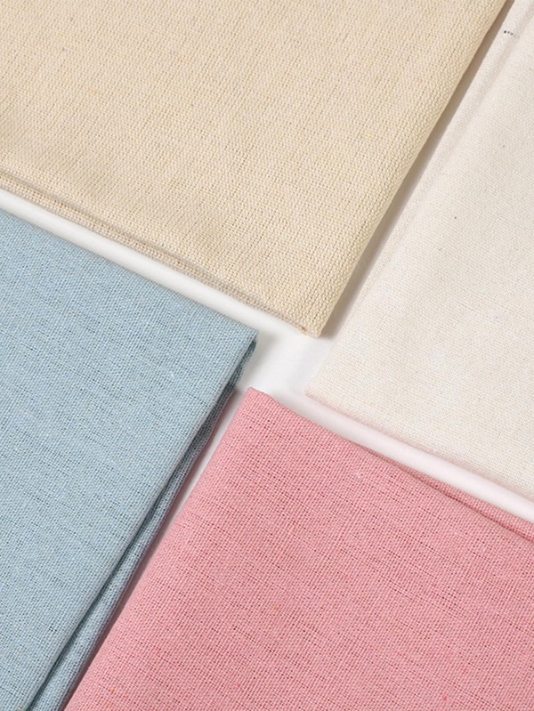 4 piezas/paquete 50cm X 50cm Tela tipo lino (rosa/beige/azul/blanco) - Tela bordada, material de costura, tela de embalaje