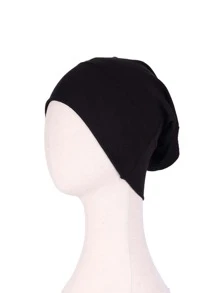 素色隨性豆豆帽 - 黑色 - 查看 4