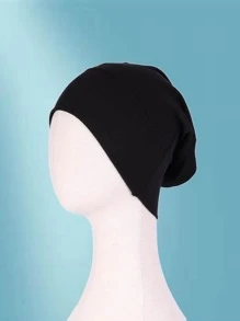 素色隨性豆豆帽 - 黑色 - 查看 1