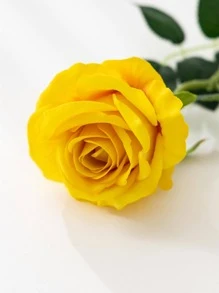 MEHELANY 1入組人造玫瑰，現代家用塑料人造花 - 黃色 - 查看 3