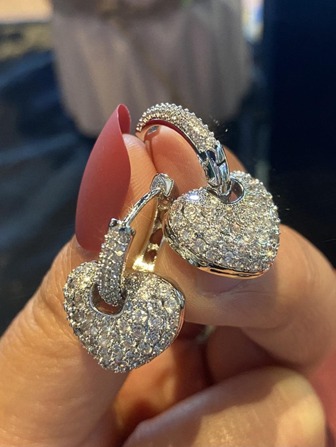 Rhinestone Heart Drop Earrings Valentines,Mom,Mother,Mother's Day,Gift