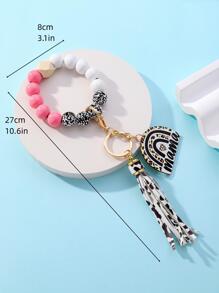 Tassel & Geo Charm Beaded Keychain - Multicolor - View 2