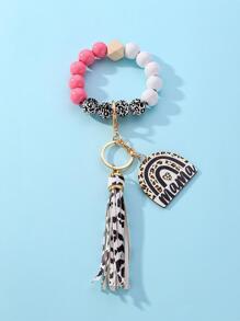 Tassel & Geo Charm Beaded Keychain - Multicolor - View 5