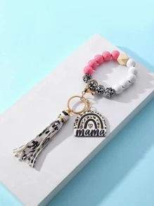 Tassel & Geo Charm Beaded Keychain - Multicolor - View 3