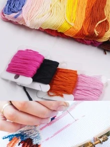 1box Of 50 Colors Embroidery/Cross Stitch 6-Strand Floss Thread Bobbins (Red 24-Grid Storage Box, Each Bobbin Is About 8m, Random Color) - Multicolor - View 5