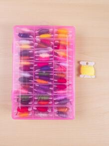 1box Of 50 Colors Embroidery/Cross Stitch 6-Strand Floss Thread Bobbins (Red 24-Grid Storage Box, Each Bobbin Is About 8m, Random Color) - Multicolor - View 4