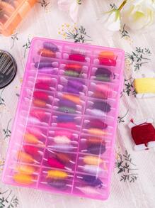 1box Of 50 Colors Embroidery/Cross Stitch 6-Strand Floss Thread Bobbins (Red 24-Grid Storage Box, Each Bobbin Is About 8m, Random Color) - Multicolor - View 2