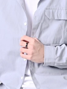 Nhẫn trơn bằng thép không gỉ đa năng 1P dành cho nam nữ để trang trí hàng ngày, làm quà tặng trang sức và tiệc tùng - màu đen - Xem 4