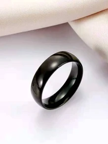 Nhẫn trơn bằng thép không gỉ đa năng 1P dành cho nam nữ để trang trí hàng ngày, làm quà tặng trang sức và tiệc tùng - màu đen - Xem 2