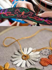 1 Box 50 Colors Embroidery/Cross-Stitch 6-Strand Thread Wrapped On Bobbins - Orange Storage Box With 24 Cells/Each Winding Board Is Approximately 8 Meters Long Random Color - Multicolor - View 5