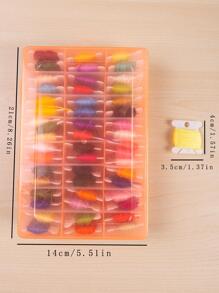 1 Box 50 Colors Embroidery/Cross-Stitch 6-Strand Thread Wrapped On Bobbins - Orange Storage Box With 24 Cells/Each Winding Board Is Approximately 8 Meters Long Random Color - Multicolor - View 3