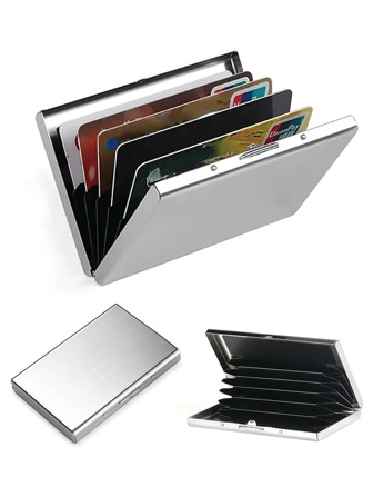 Estuche para tarjetas de identificación de metal para hombre, antiescaneo, lector de bloqueo anti RFID, mini billetera delgada para dinero, estuche liviano y portátil para tarjetas de identificación, trabajadores de cuello blanco para hombres, vacaciones, aniversario, cumpleaños, accesorios para maestros, estuche para tarjetas, billetera informal, tarjetero, tarjetero de negocios, tarjetero de crédito para hombres, billetera para tarjetas