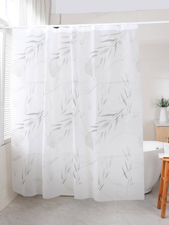 1入組葉子圖案淋浴現代PEVA防水浴簾