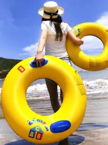 成人兒童充氣泳圈,加厚,適合更大尺寸,游泳裝備 - 黃色 - 查看 1