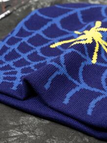 男士蜘蛛網圖案豆豆帽 - 彩色 - 查看 3