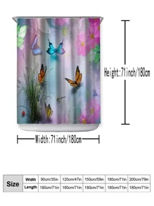 1 Bướm & In Hoa Màn Tắm, Polyester Hiện Đại Chống Nước Màn Tắm Cho Gia Đình - Nhiều màu - Xem 3