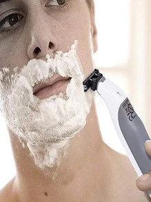 1pc Stainless Steel Rechargeable Beard Trimmer, Modern Multifunction Razor For Household - White - View 6