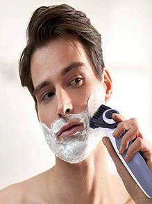 1pc Stainless Steel Rechargeable Beard Trimmer, Modern Multifunction Razor For Household - White - View 7