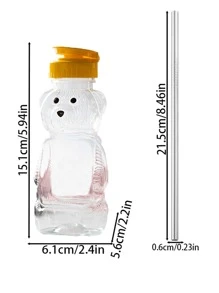 1 Bình Tập Uống Thú Cưng 500Ml Di Động, Bình Nước Thiết Kế Hình Gấu Hoạt Hình Dễ Thương Cho Gia Đình - Trong sáng - Xem 2