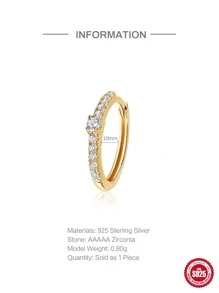 1入組魅力四射純銀方晶鋯石裝飾圓耳環適合女士適用於日常生活 - 款式6 - 查看 3