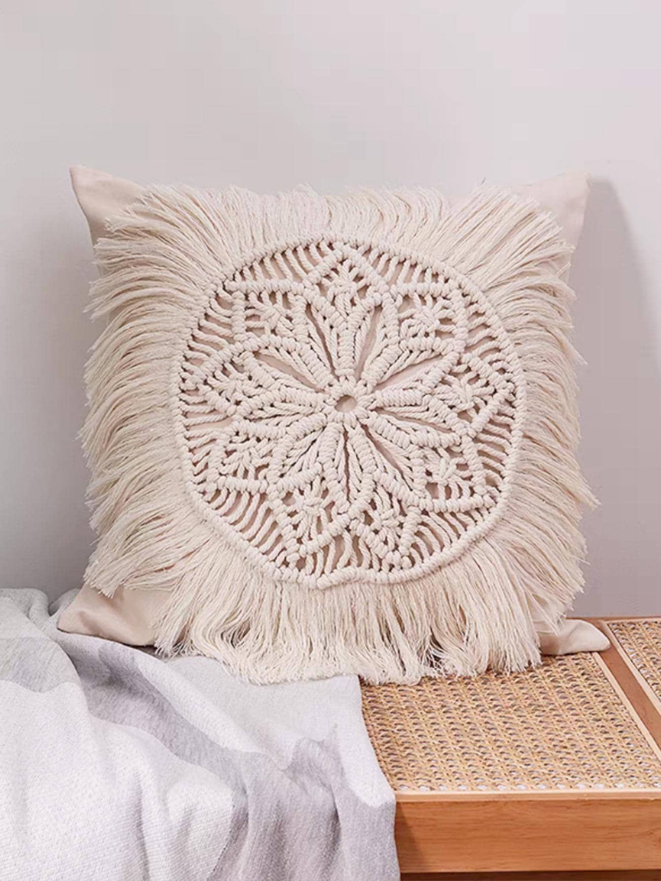 1 Tua Rua Trang Trí Đệm Không Chất Độn, Boho Vải Trang Trí Ném Gối Cho Phòng Khách, Trang Trí Nhà Cửa - Màu be - Xem 1