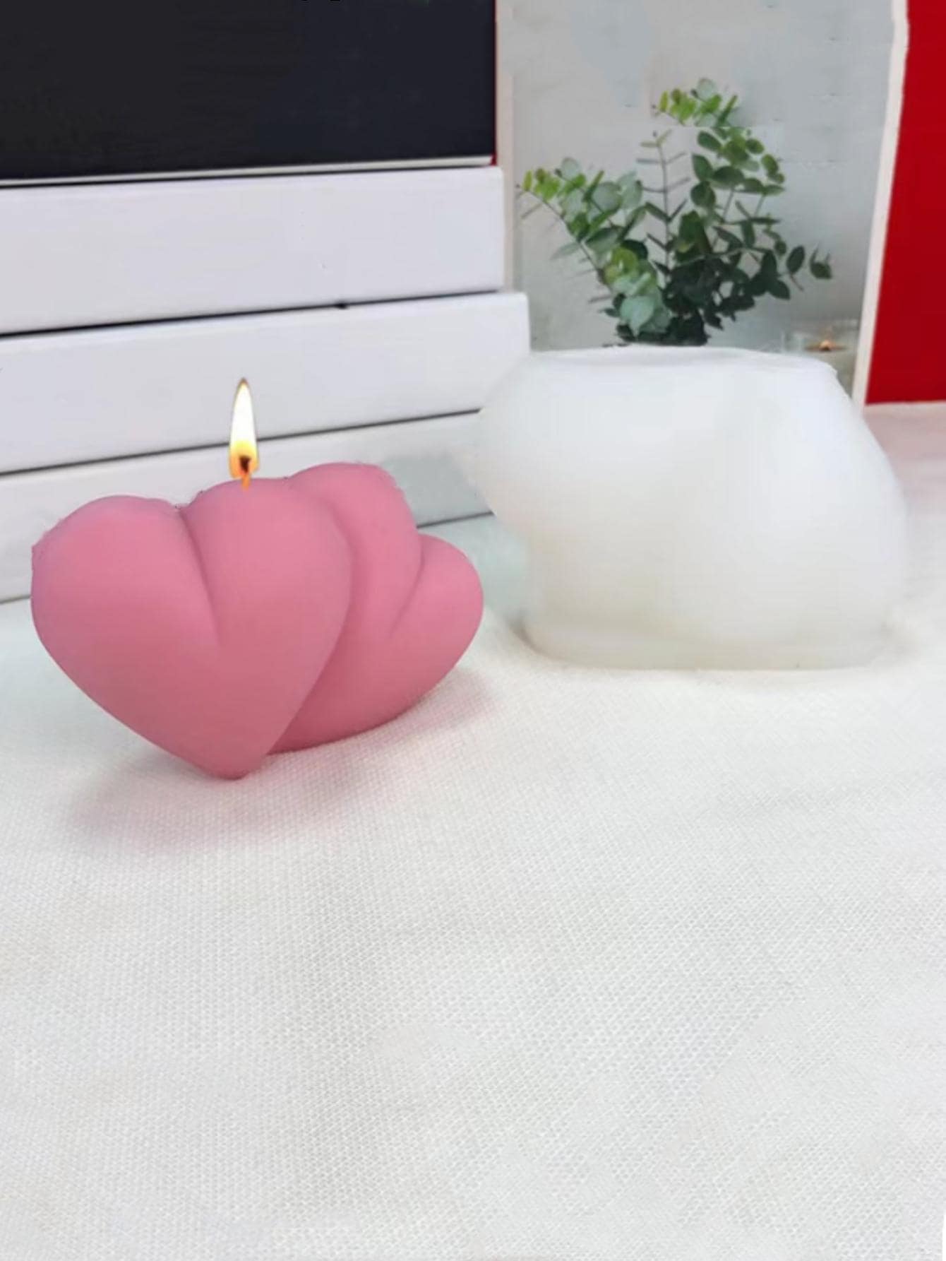 1入組矽膠心形DIY矽膠模具適用於蠟燭製作 - 白色 - 查看 1