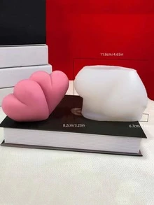 1入組矽膠心形DIY矽膠模具適用於蠟燭製作 - 白色 - 查看 3