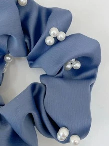 1入組女士人造珍珠裝飾時尚大腸髮圈適用於頭髮裝飾用品 - 藍色 - 查看 2