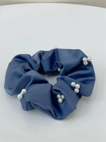 1入組女士人造珍珠裝飾時尚大腸髮圈適用於頭髮裝飾用品 - 藍色 - 查看 4