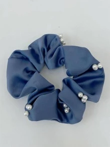 1入組女士人造珍珠裝飾時尚大腸髮圈適用於頭髮裝飾用品 - 藍色 - 查看 3