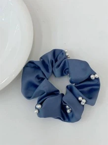 1入組女士人造珍珠裝飾時尚大腸髮圈適用於頭髮裝飾用品 - 藍色 - 查看 1