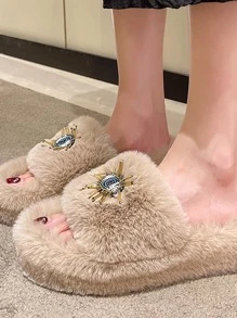 Phụ nữ trang trí mắt Dép đi trong phòng ngủ mờ, Dép đi trong nhà thời trang trong nhà - Màu Khaki - Xem 4