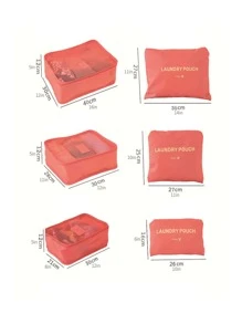 6 Cái/bộ Thư Đồ Họa Túi Đóng Gói Du Lịch, Polyester Hiện Đại Đóng Gói Hành Lý Tổ Chức Cho Phụ Kiện Du Lịch - màu đen - Xem 2