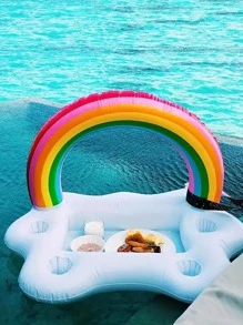 1 PVC Bơm Hơi Coaster, Hoạt Hình Cầu Vồng Trang Trí Nổi Cốc Uống Nước Cho Bể Bơi - Nhiều màu - Xem 1