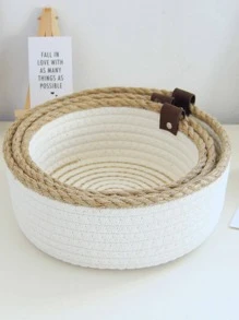 1個手工編織的桌面收納籃,適用於玩具、雜物、紗線和其他物資的存放