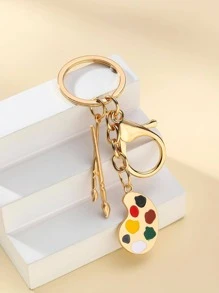 Men Paint Brush & Palette Charm Keychain - Multicolor - View 1