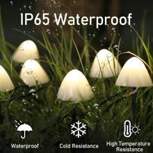 1 件塑料灯串，现代蘑菇设计可伸缩装饰灯，适用于派对、户外花园照明，适用于小路、庭院、露台 - 黃色 - 查看 3