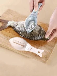 1入組FishDesign魚鱗去除工具，白色ABS廚房用手動魚鱗刨