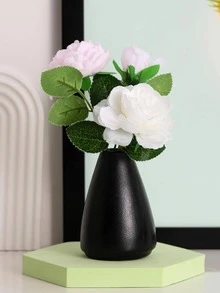 1入組合成樹脂花北歐風素色花瓶裝飾 - 黑色 - 查看 5