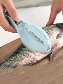 1入組FishDesign魚鱗去除工具，白色ABS廚房用手動魚鱗刨