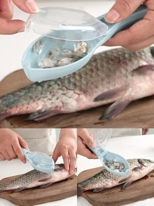 1入組FishDesign魚鱗去除工具，白色ABS廚房用手動魚鱗刨