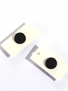 2pcs/set Minimalist Black Round Magnet Cufflinks For Women - Black - View 4