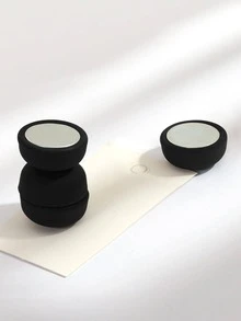 2pcs/set Minimalist Black Round Magnet Cufflinks For Women - Black - View 3