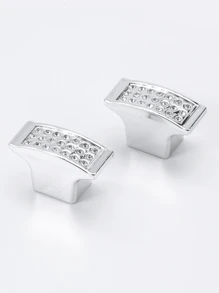 2 núm ngăn kéo bằng nhựa, tay cầm ngăn kéo trang trí bằng đá rhinestone hiện đại cho tủ - Bạc - Xem 1