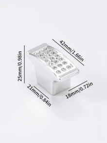 2 núm ngăn kéo bằng nhựa, tay cầm ngăn kéo trang trí bằng đá rhinestone hiện đại cho tủ - Bạc - Xem 3